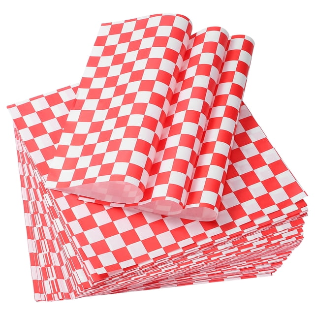 Uxcell 200 Pcs Hojas de Papel Encerado para Alimentos, Hojas de Papel de Envoltura de 8.7 x 8.7 Pulgadas, Rojo