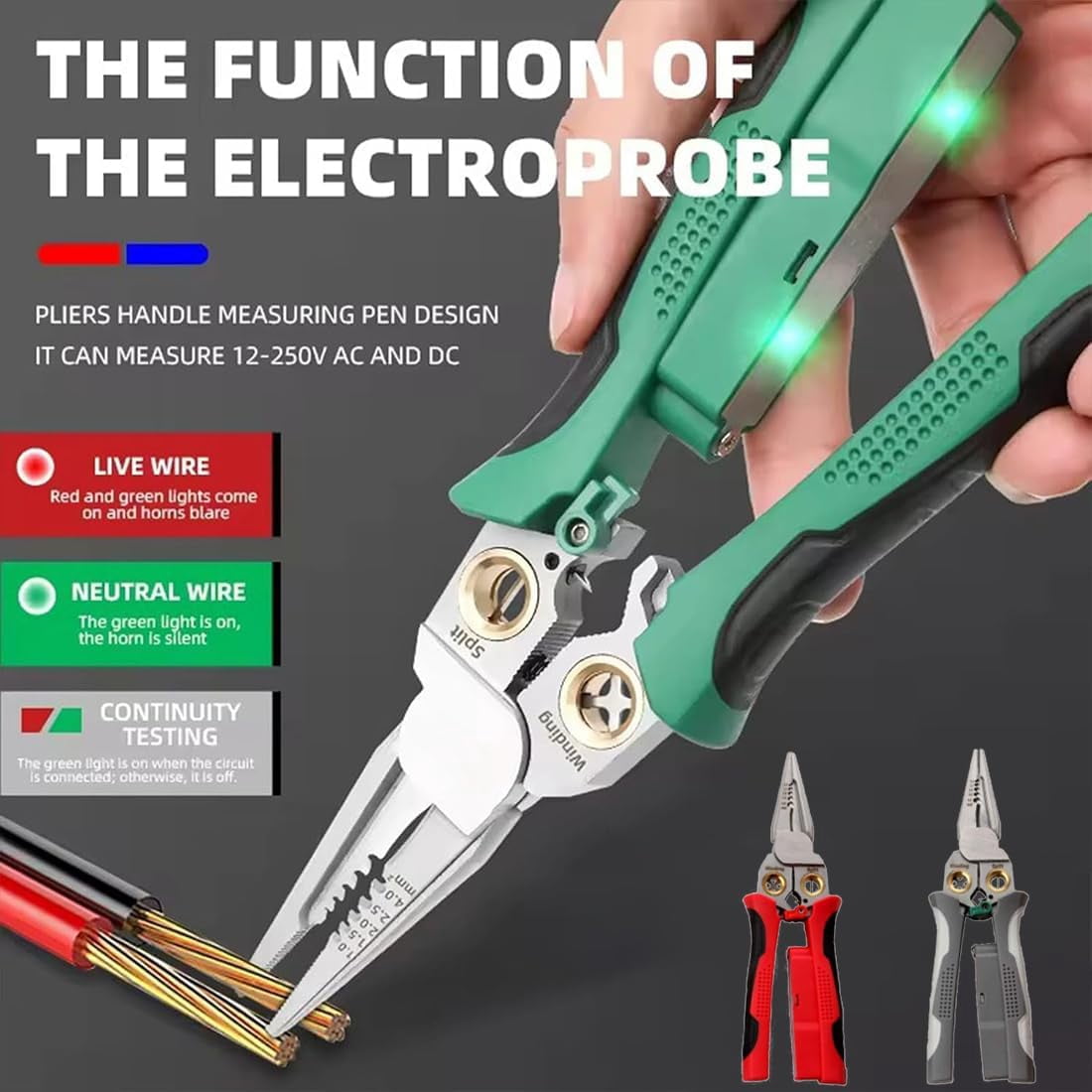 Outdoorfun 8 in 1 Wire Stripper Twister for Cutting and Pulling Wires Cable Scissors, Voltage Tester, Pinzas De Electricidad, Multi-function Electric Wire Stripping Tool