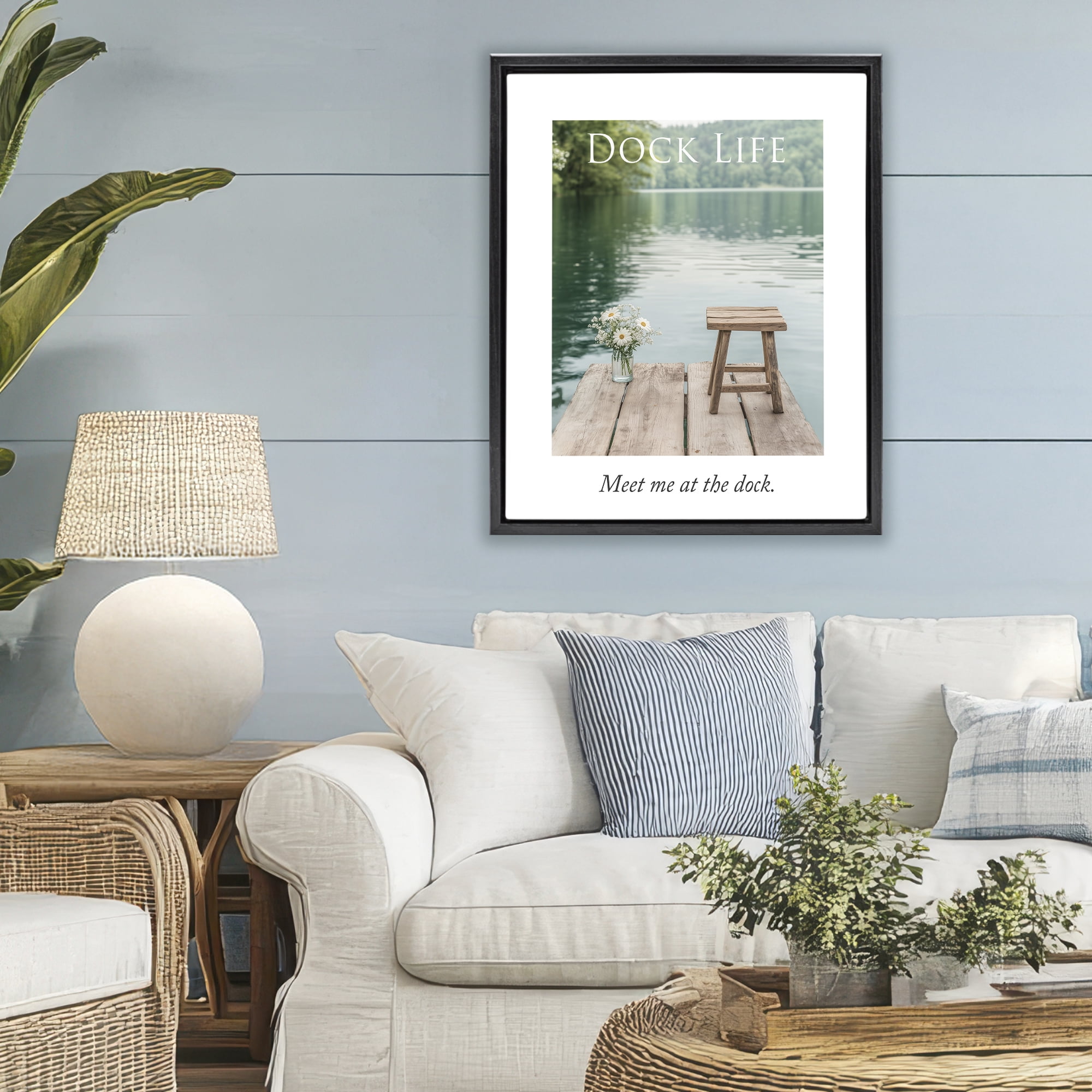 Stupell Industries Dock Life Calming Scenery Black Framed Floater Canvas Wall Art, design by A Barefoot Stylist