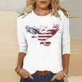 thumbnail image 2 of SELONE Womens 3/4 Sleeve Tops and Blouses 4th of July Crewneck American Apparel Red White Blue Wear Clothes Gifts Activewear 2XL, 2 of 4