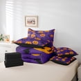 thumbnail image 6 of jejeloiu Halloween'S Day Bedding Comforter Set 7 Pieces,Spooky Pumpkin Bats Full Bedding Set,Black Spider Web Fitted Sheet Flat Sheet For Teen,Microfiber Bedroom Decoration Reversible, 6 of 8