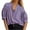 Purple, variant on OBEEII Striped Tops for Women Puff Sleeve Deep V-Neck Blouses Casual T-Shirts Summer Business Clothes