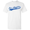 thumbnail image 2 of UGP Campus Apparel Los Angeles City Baseball Script Basic Cotton T-Shirt - 2X-Large - White/Blue, 2 of 6
