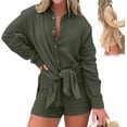 thumbnail image 1 of Barcelona Breeze Conjunto de vestido mameluco, verano sexy casual camisa suelta tops+pantalones cortos para mujer 2 piezas, 1 of 5