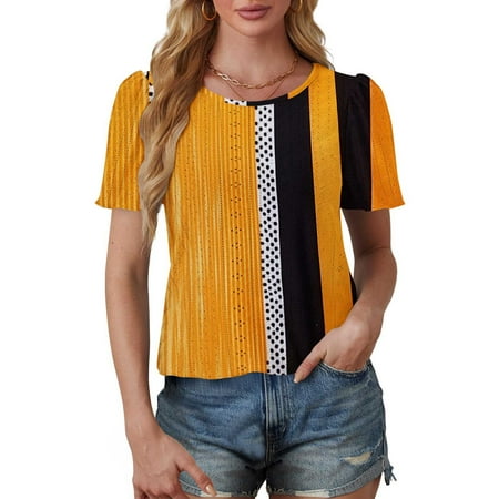 Patlollav Womens 2025 Tunic Summer Casual Tops Short Sleeve Blouses Crewneck Fashion Tshirts