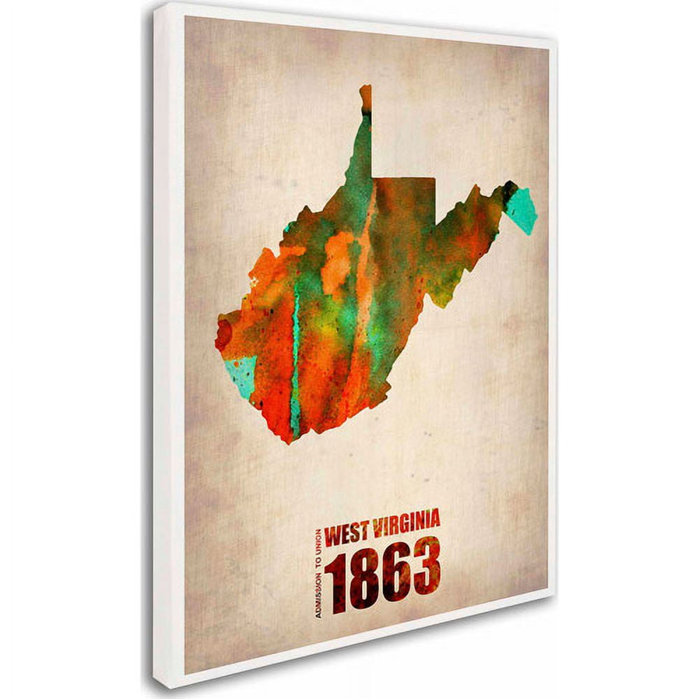 Trademark Fine Art "West Virginia Watercolor Map" Canvas Art by Naxart