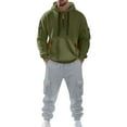 thumbnail image 2 of CharmCyan Men’s Casual Hoodie and Sweatpants Set, Soft Fleece Tracksuit with Zipper Pockets, Athletic Jogging Outfit, Comfortable Fit Army Green L, 2 of 2