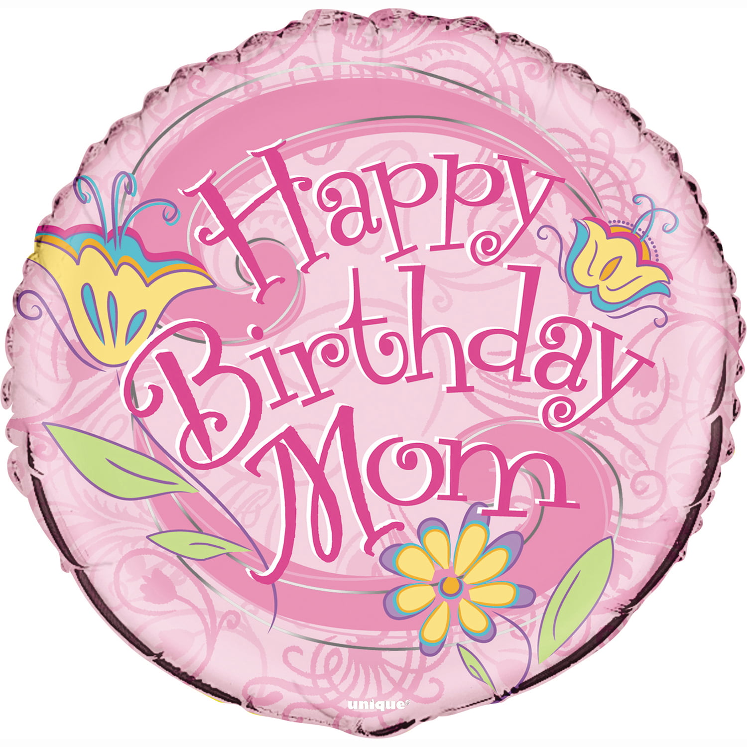 18" Foil Floral Happy Birthday Mom Balloon - Walmart.com 