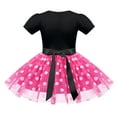 thumbnail image 5 of IBTOM CASTLE Baby Girls Birthday Outfit Polka Dots Leotard Dresses Fancy Dance Costume Halloween Cosplay Tutu Dress up with Ears Headband 6 Years Black+Hot Pink-Birthday, 5 of 8
