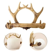 Faux Antler Wall Mounted Toilet Paper Holder - Vintage Rustic Deer Bathroom Decor for Lodge Cabin Style - Toilet Paper Roll Holder for Wall Mounting with Wilderness-Themed for Restrooms