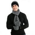 thumbnail image 3 of Conjunto de tres piezas de gorro y bufanda gruesos con guantes y gorro de punto a juego de color europeo y americano para otoño e invierno, 3 of 6