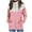 Pink, variant on IROINNID Women's Zip Up Jacket Long Sleeve Contrast Color Hoodie Outwear, Comfy Open Front Outerwear Blouse Jacket Pockets Blouse