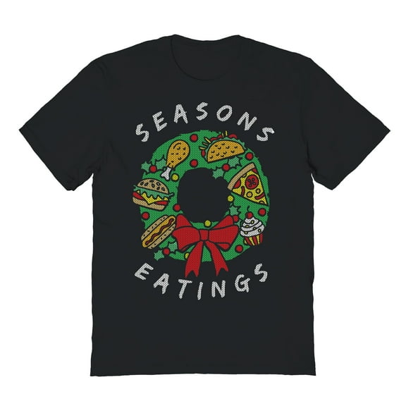Christmas Holiday Seasons Eating Graphic Black Men's Cotton T-Shirt