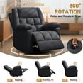 thumbnail image 3 of Korser Fauteuil Inclinable Pivotant à Bascule avec Massage en Lin pour Salon, Noir Foncé, 3 of 6