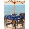 thumbnail image 2 of Outdoor Tablecloth with Umbrella Hole and Zipper, Christmas Snowflakes Square Table Cloth 54x54 Inch Waterproof Tablecloth, Winter Xmas Flower Navy Blue Picnic Table Cover for Patio Camping, 2 of 7