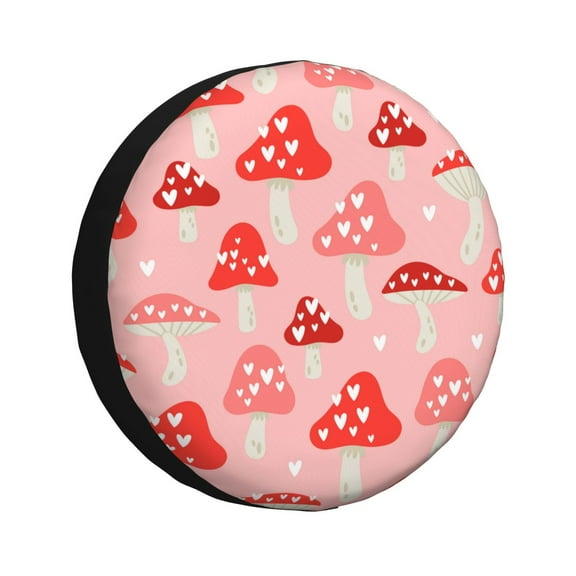 Gukieu Cute Mushroom1 Print Car Tire Cover, Adjustable Waterproof and Dustproof Tire Protection Cover, Suitable for SUV, Truck, Van-14 inch
