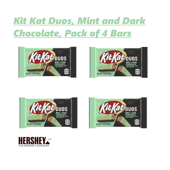 Kit Kat Duos Candy, Mint & Dark Chocolate Pack of 4 Bars