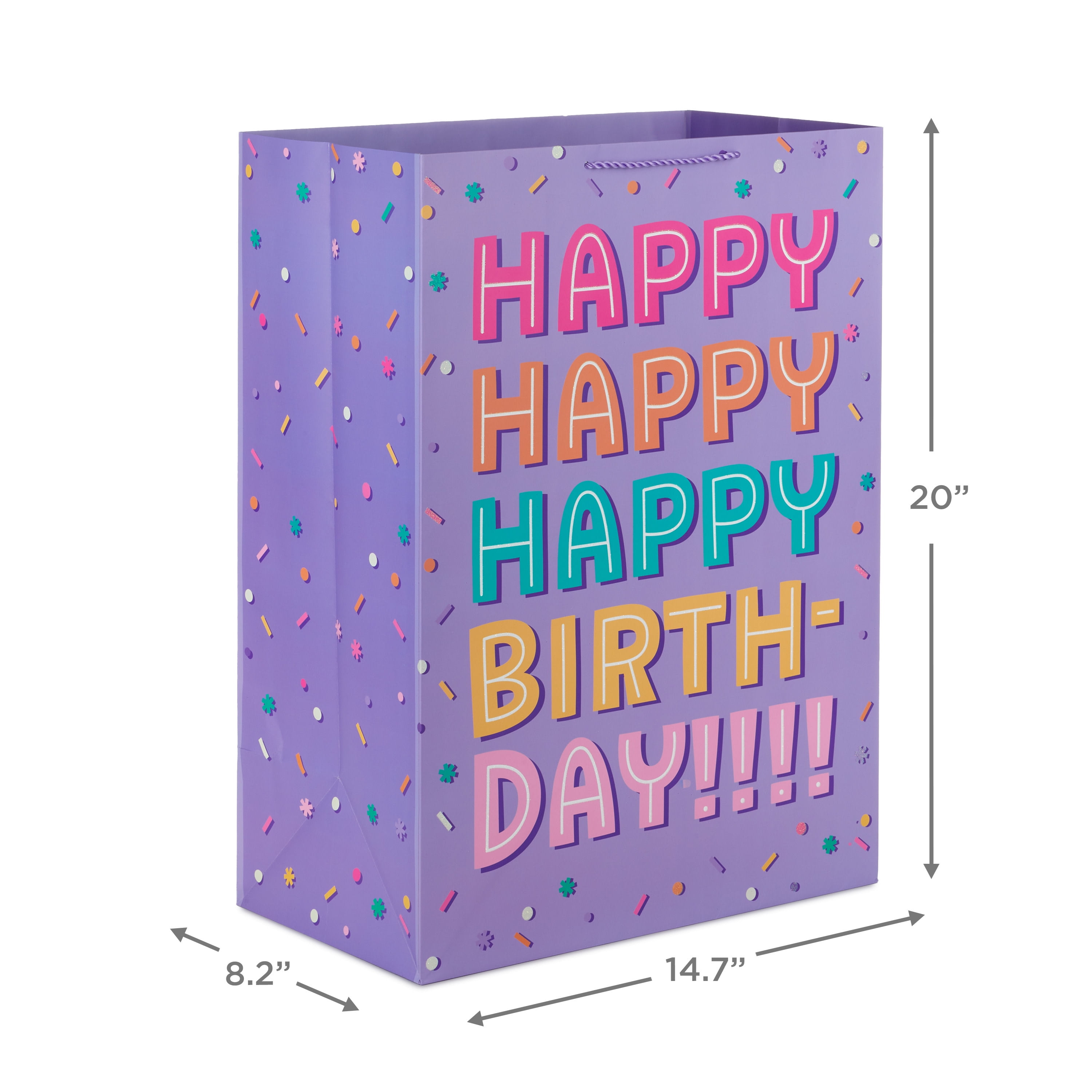 Hallmark Jumbo Birthday Gift Bag (Purple Confetti)