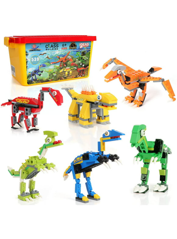 Dinosaurs Building Set Toys, 6-IN-1 Dinosaur Building Blocks Set for Boys, Creative STEM Toy, Birthday Gifts for Girls Kids Ages 6-12