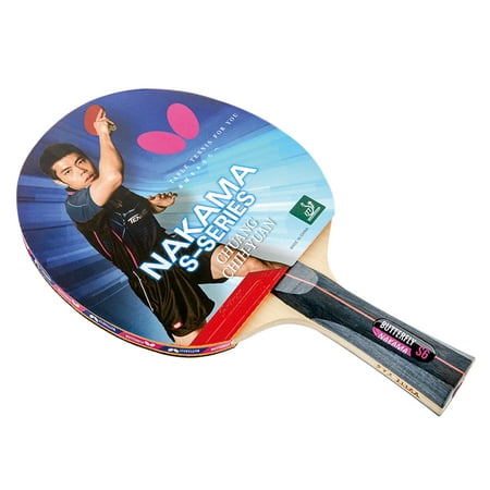 Butterfly Nakama S-6 Table Tennis Racket – Professional ITTF Approved Ping Pong Paddle – Sriver Table Tennis Rubber and Thick Sponge Layer Ping Pong Racket – 2 Ping Pong Balls Included