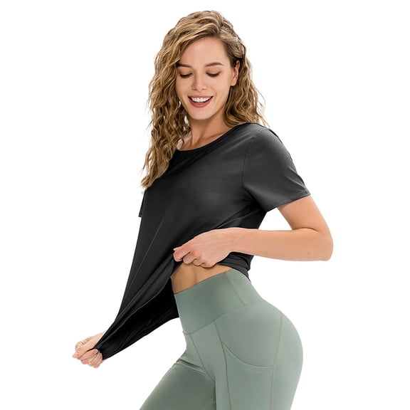 T Shirts For Women Womens Tops New Loose Yoga Breathable Sports Casual Elastic Quick Drying Top T Shirt