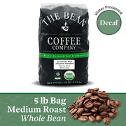 The Bean Coffee Company Organic Water Processed DECAF Aloha Bean (Hawaiian Hazelnut), Medium Roast, Whole Bean, 5-Pound Bag