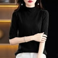 thumbnail image 4 of Wdgfv Office Pullover Sweater Women Fall Winter Semi High Neck Knitted Pullover Sweater Slim Fit Ribbed Texture Versatile Casual Blouse, 4 of 4