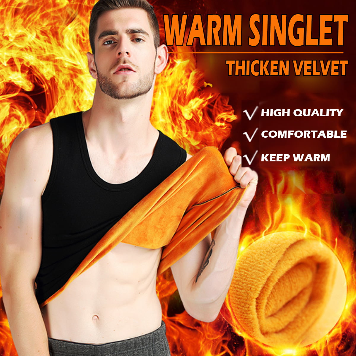 HEAT HOLDERS Mens Winter Warm Cotton Thermal Underwear Long Sleeve Top Vest