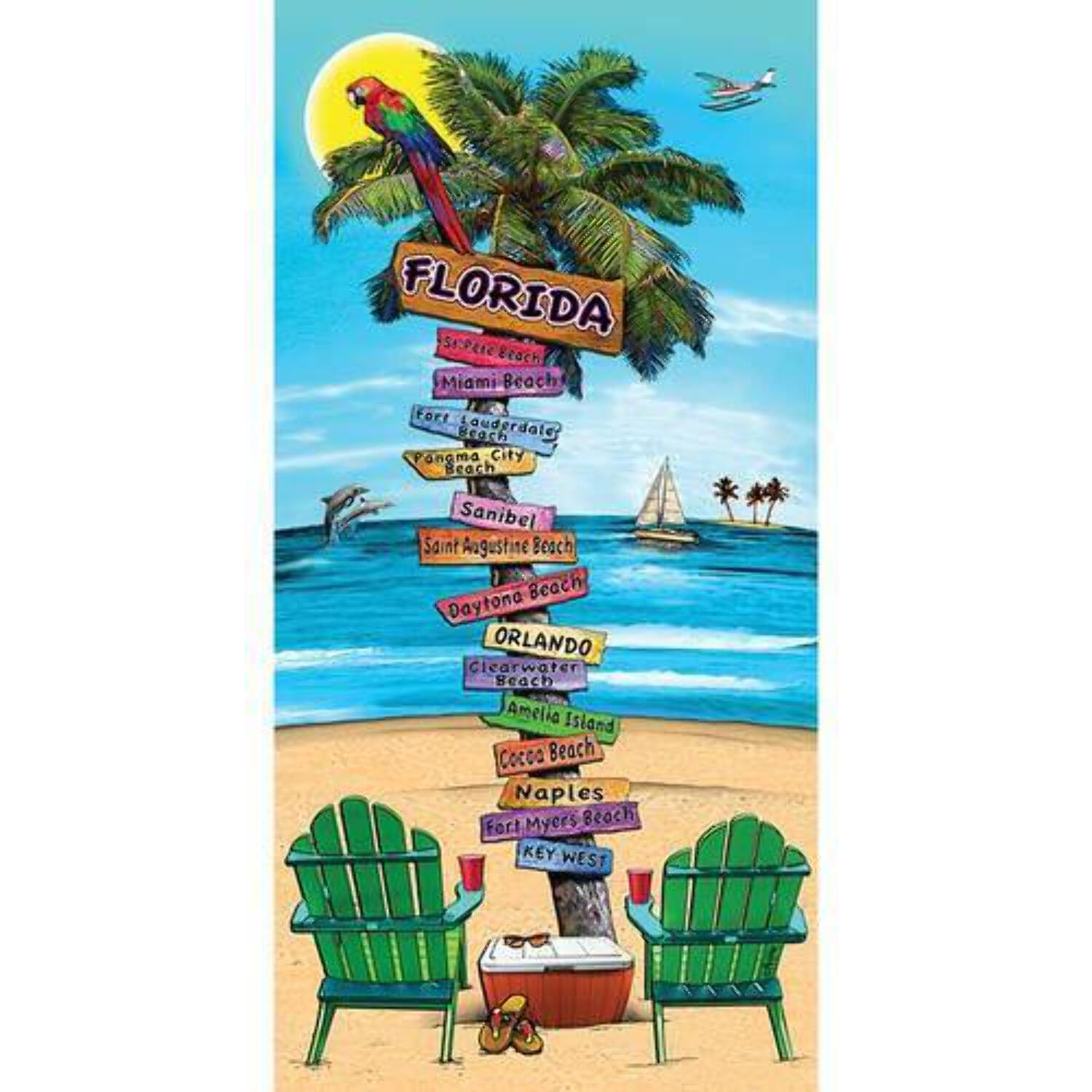 JGR Copa Florida Sign Post Beach Towel One Size Blue/green/yellow/pink