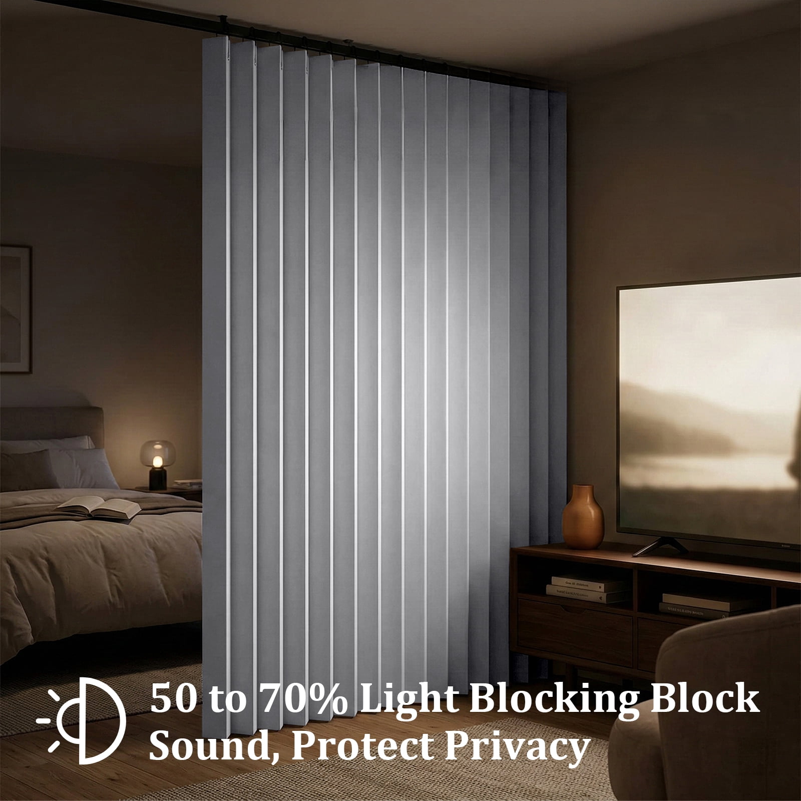 DONGPAI Extra Large Room Divider Curtain, Indoor/Outdoor Multifunctional Vertical Drapes with Hooks Waterproof Shower Curtain for Living Room Bedroom Bathroom, 100"x 84", White, 1 Panel