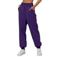 thumbnail image 2 of felwors Sweatpants Women Fleece Pockets Winter Fall Fashion Baggy Lounge Pants Joggers Purple, XL, 2 of 4