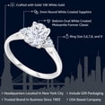 thumbnail image 2 of Gem Stone King 10K White Gold Moissanite and White Created Sapphire Women Solitaire Ring (1.60 Cttw, Oval 8X6MM, Available in Size 5,6,7,8,9), 2 of 6