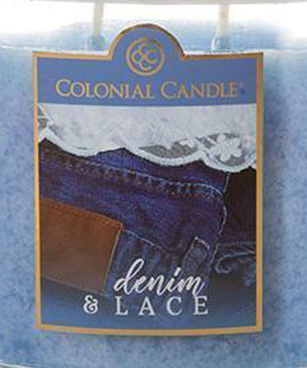 Colonial Candle Denim & Lace 8 Oz 2 Wick Candle, Blue