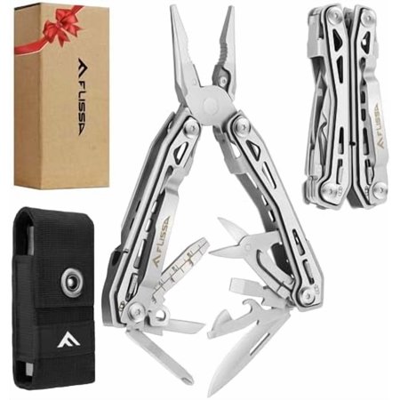16-in-1 Stainless Steel Multi Tool Gifts for Men EDC Multitool with Pocket Knife Pliers Belt Clip and Oxford Sheath Self-locking Utility Multi-Tool for Camping Survival Outdoor
