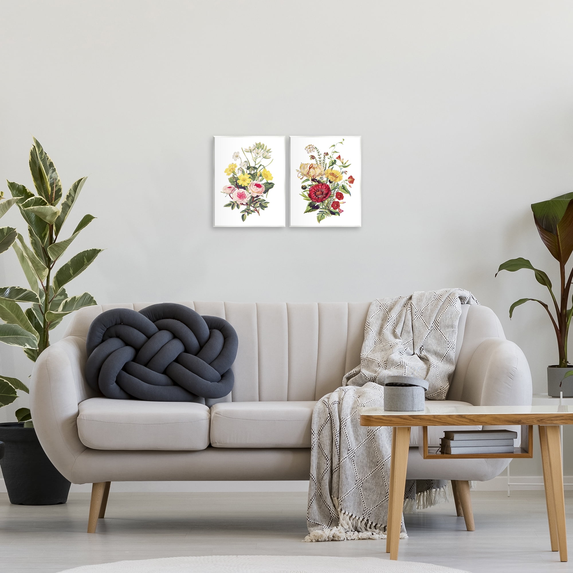 Mixed Flower Bushels 2 Piece Wall Plaque Art Set, design by Lettered and Lined