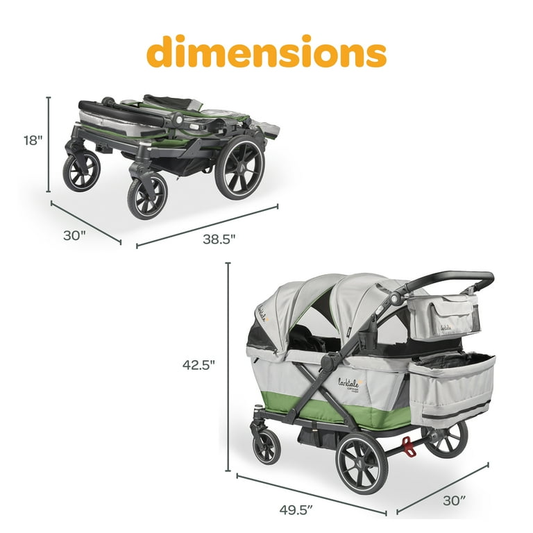 Larktale Caravan Coupe Quad Stroller Reclining 4-Seat Wagon, Gray