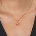 thumbnail image 3 of Gem Stone King 18K Rose Gold Plated Silver Yellow Citrine and White Diamond Pendant Necklace for Women (2.01 Cttw, Gemstone November Birthstone, Cushion Checkerboard 8MM, with 18 inch Chain), 3 of 3