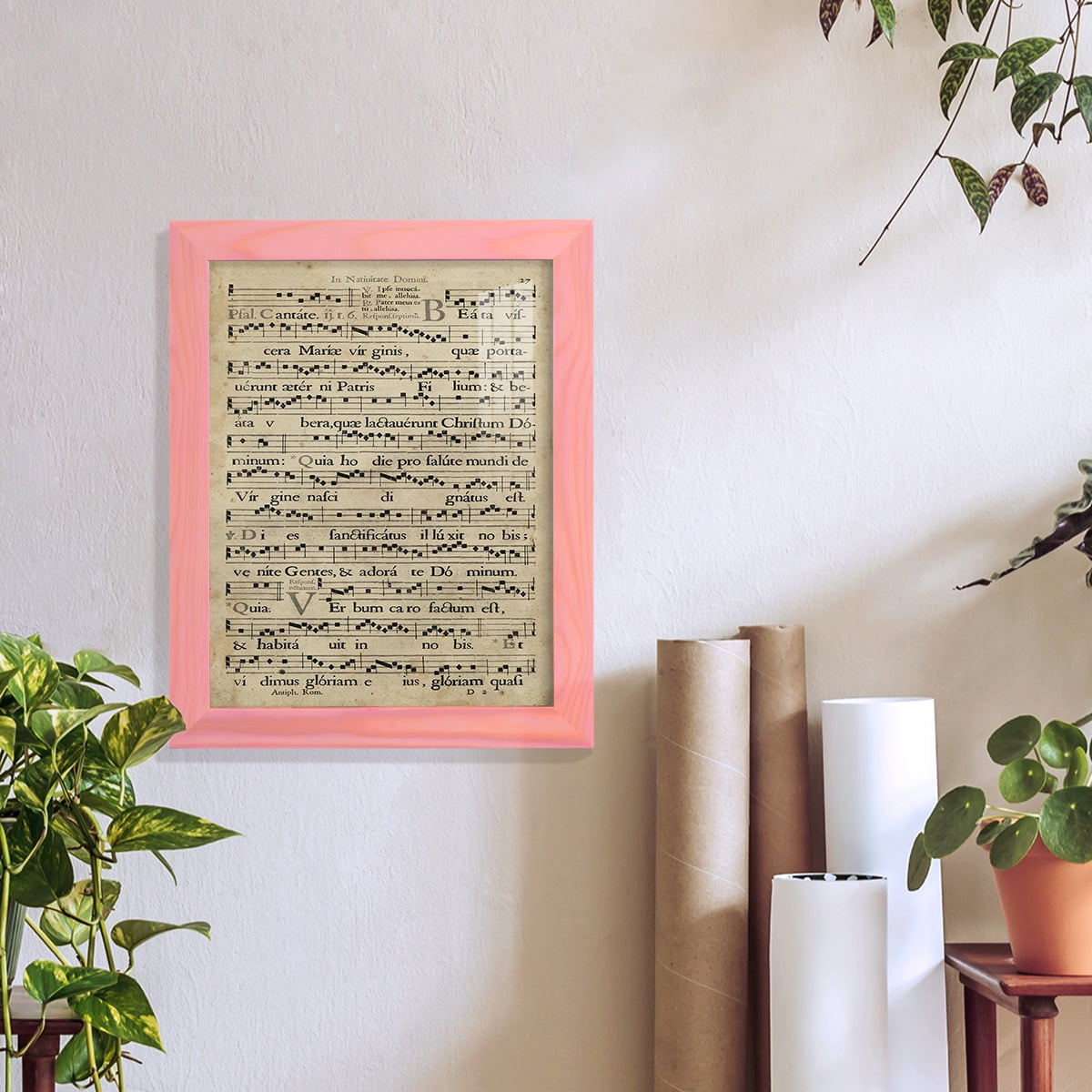 Vellum Songbook IV -Framed Print w/glass-Sunset Pink
