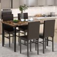 thumbnail image 3 of 5 Piece Metal Kitchen Table Set for 4 Persons, Faux Marble Rectangular Breakfast Table with 4 Piece Upholstered Dining Chairs, Dining Table and Chairs with Metal Legs & Black Finish Frame, S12518, 3 of 11
