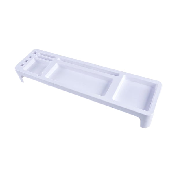Organizador de escritorio multicompartimento, portalápices antipolvo para teclado. Blanco