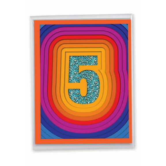 1 Big 5th Anniversary Card with Envelope (8.5 x 11 Inch) - Bold Milestones 5 J6110JMAG