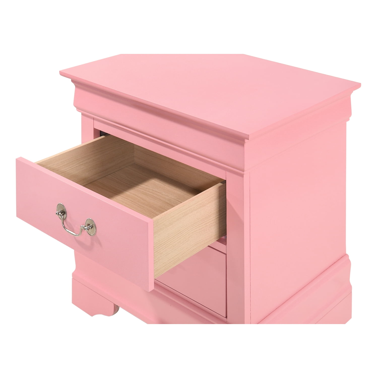 Glory Furniture Louis Phillipe 2 Drawer Nightstand in Pink