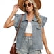 thumbnail image 1 of Chaleco Vaquero con Estampado de Leopardo y Botones para Mujer, Estilo Casual, Chic, con Bolsillos con Solapa y Puños de Madera Azul XL, 1 of 10