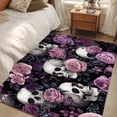 thumbnail image 4 of 3'x5' Area Rugs, Halloween Skull Indoor Outdoor Area Rug for Living Room Bedroom, Vintage Pink Rose Purple Flower Washable Bathroom Rugs Kitchen Floor Carpet Mats Home Decor Aesthetic, 4 of 8