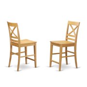 East West Furniture Capri 5-piece Wood Dining Set with Bar Stools in Oak