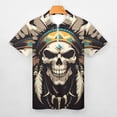 thumbnail image 3 of Indian Devil Skull Men Zipper T-shirt Summer Casual Short Sleeve T-shirt Top, 3 of 7