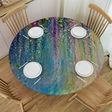 

Patifu Flowers Rainbow Round Tablecloth Stain-Resistant Washable 100% Polyester Waterproof Elastic Edge Ideal for Indoor Outdoor Restaurants Parties Weddings 42 -46