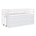 thumbnail image 6 of Pinovk Twin Size Loft Bed with Retractable Writing Desk and 4 Drawers, Wooden Loft Bed with Lateral Portable Desk and Shelves, White, 6 of 23