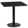 Flash Furniture 24'' Square Black Laminate Table Top with 18'' Round Table Height Base