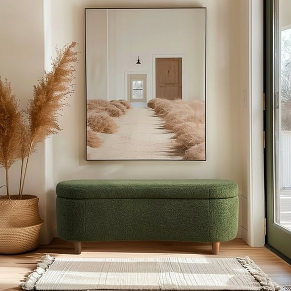 Flip Top Storage Bench With Straight Back And Foam Cushion 43.75"w Filled Seat